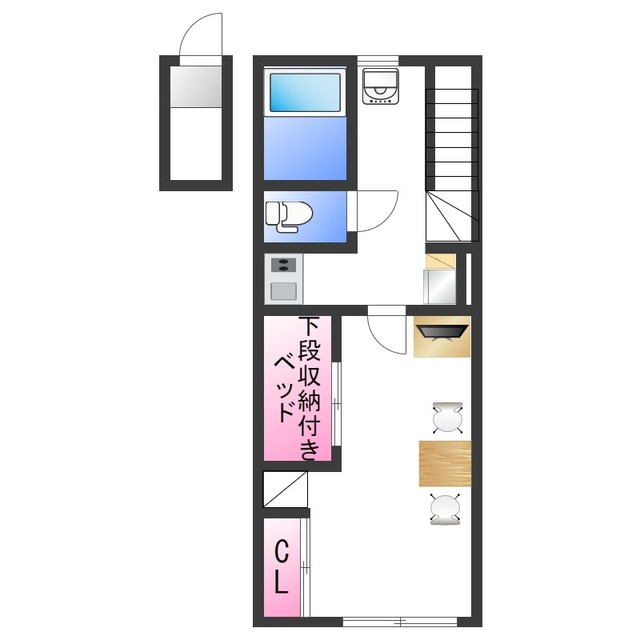 和歌山市内原のアパートの間取り