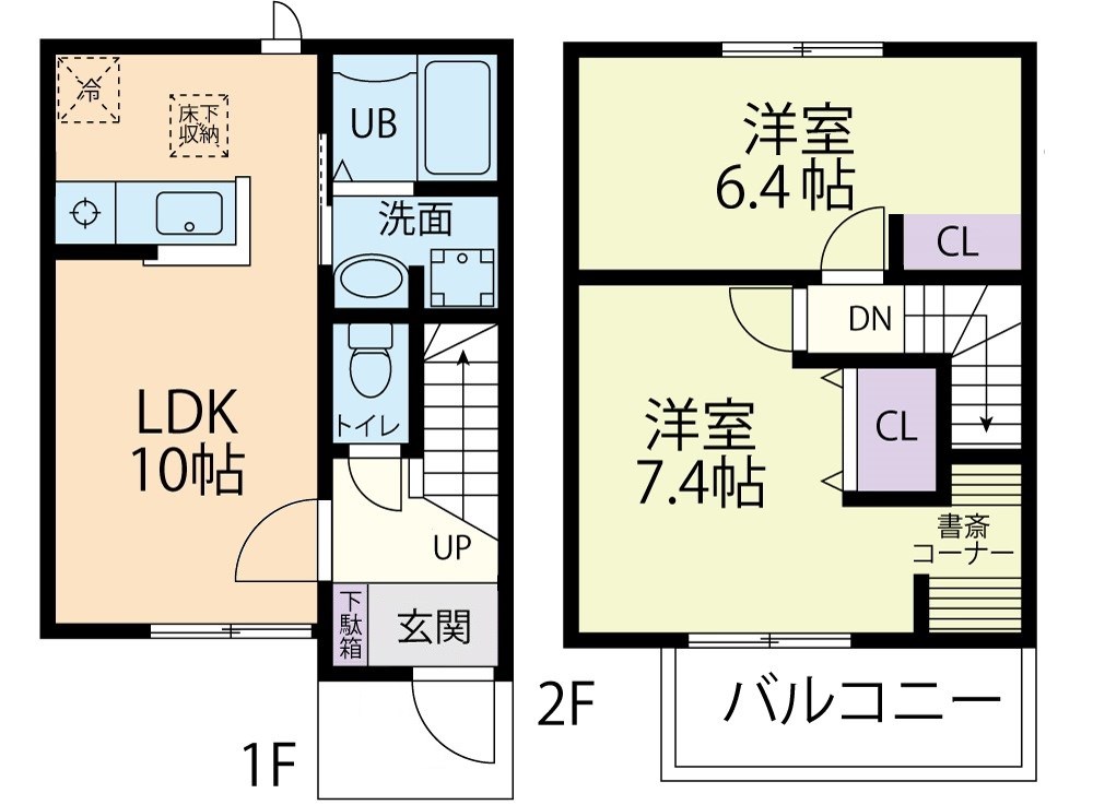 12/1(仮称)都留市下谷テラスハウス　Bの間取り