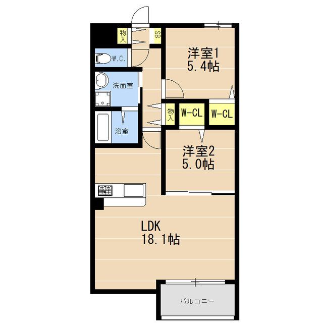 福岡市城南区友丘のマンションの間取り