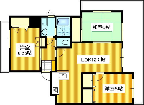 広島市西区南観音のマンションの間取り