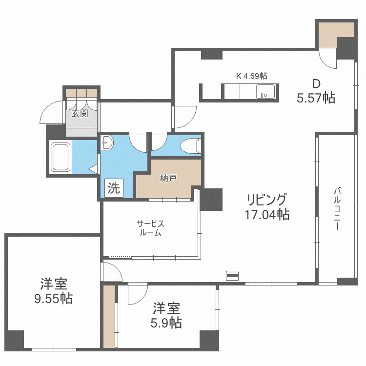 札幌市中央区北一条西のマンションの間取り