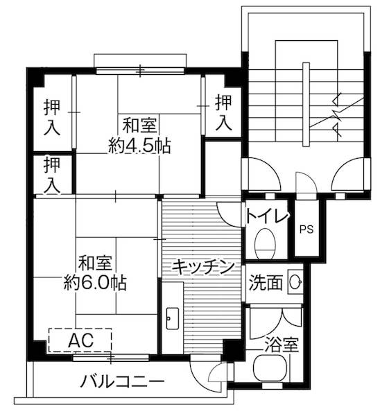 【ビレッジハウス畑1号棟の間取り】