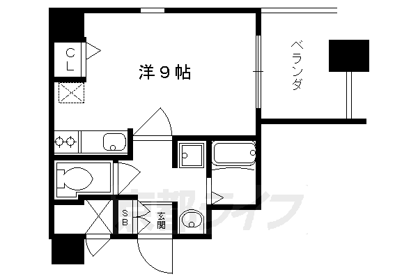 京都市下京区西七条比輪田町のマンションの間取り