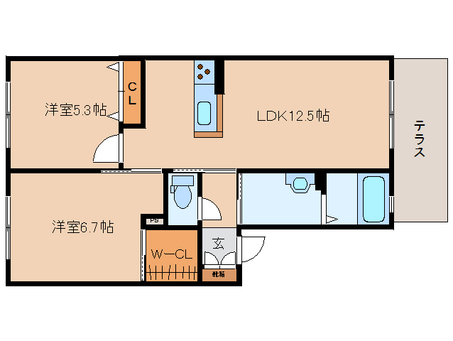 奈良市八条のアパートの間取り