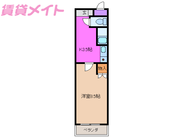 いなべ市大安町門前のアパートの間取り