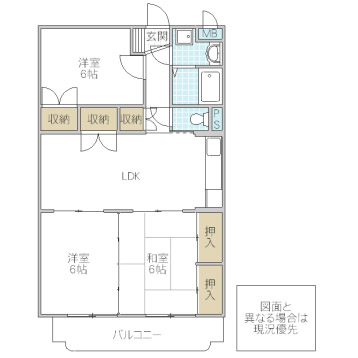 水戸市柵町のマンションの間取り