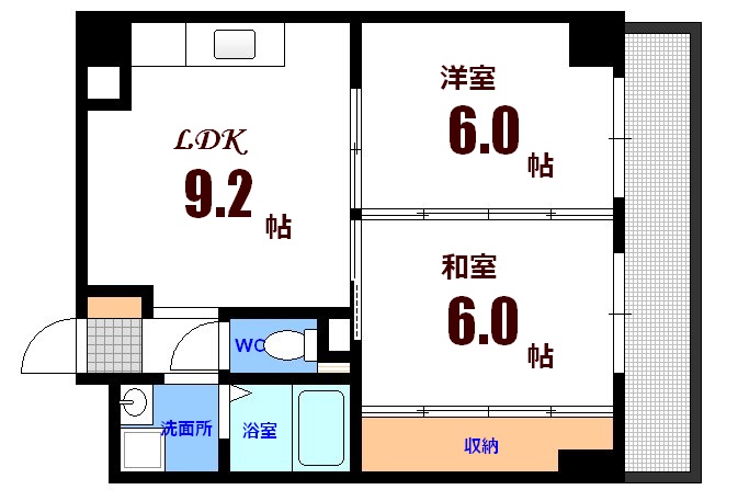 広島市西区三滝本町のマンションの間取り