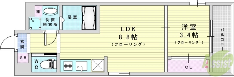 大阪市西淀川区姫島のアパートの間取り