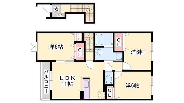 フェリア香呂Ａの間取り