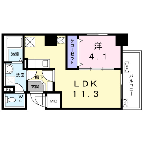 広島市中区南竹屋町のマンションの間取り