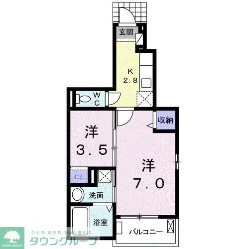 川越市大字的場のアパートの間取り