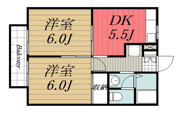 千葉市緑区おゆみ野のアパートの間取り