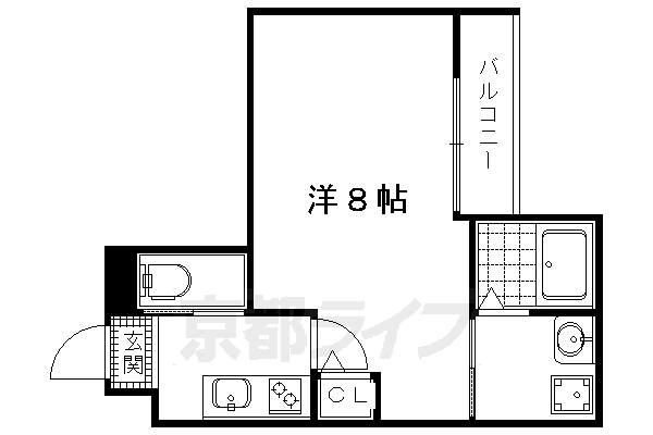 京都市左京区山端川端町のマンションの間取り