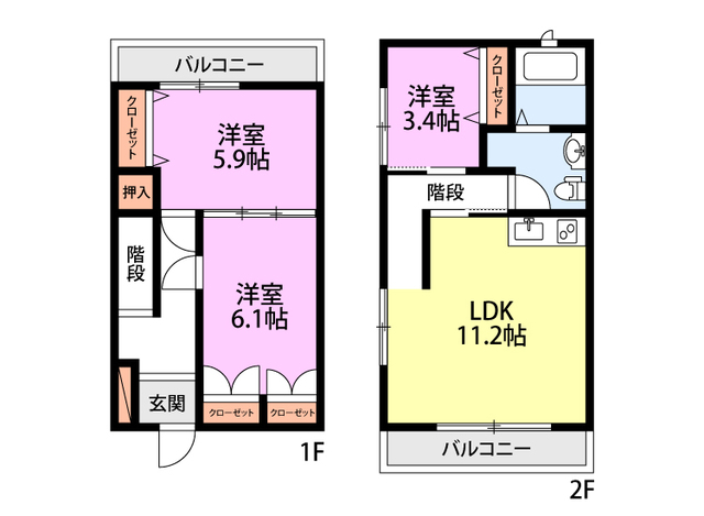 新潟市中央区美咲町のアパートの間取り