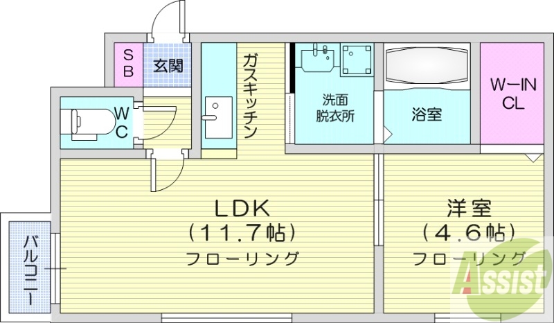 レジーナ南4条の間取り