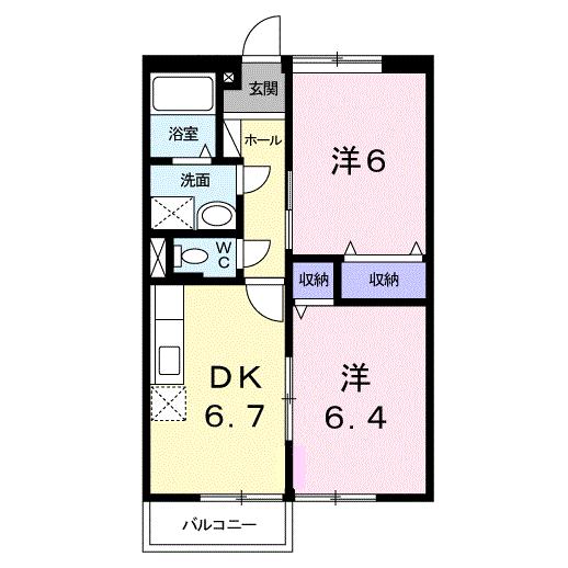 山陽小野田市中川のアパートの間取り