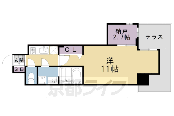 京都市下京区七条御所ノ内中町のマンションの間取り