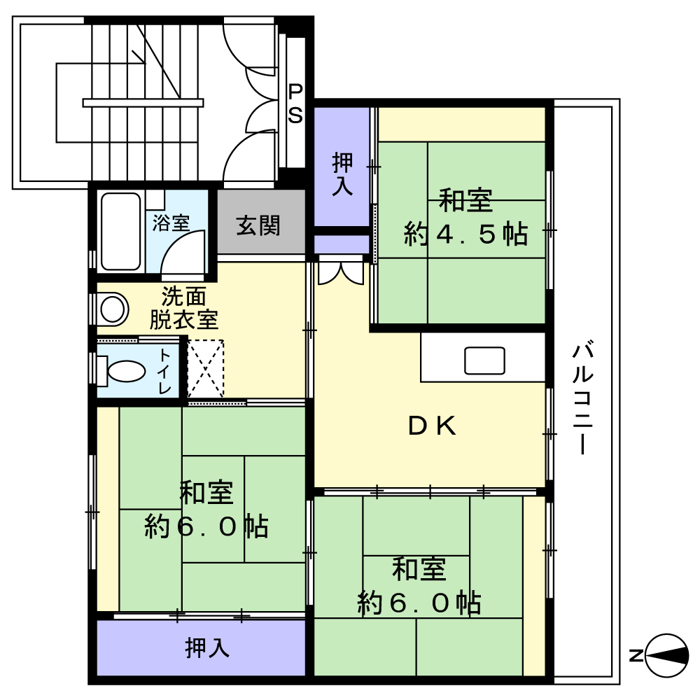 ビレッジハウス松園2号棟の間取り