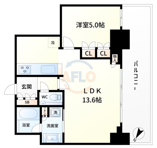 【大阪市西区江戸堀のマンションの間取り】