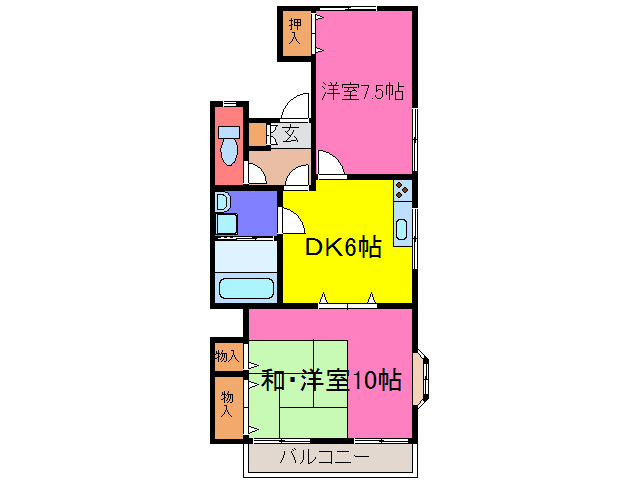 宍粟市山崎町金谷のアパートの間取り