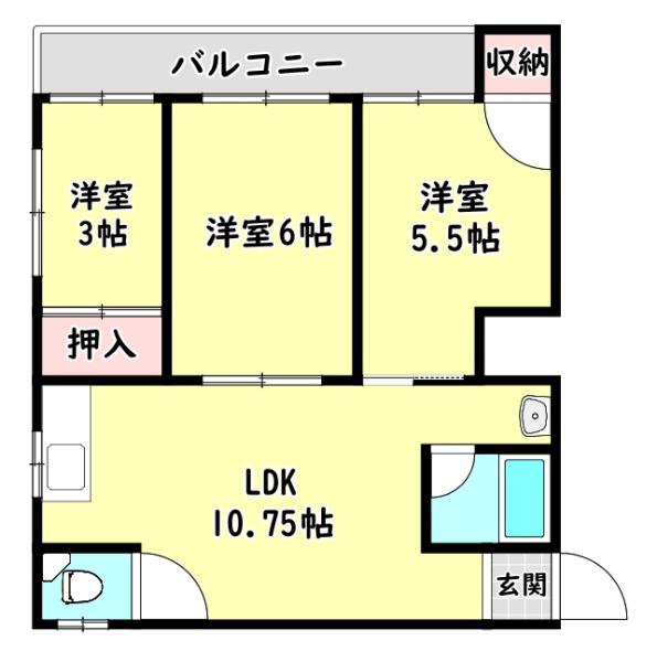 【門真市北岸和田のマンションの間取り】