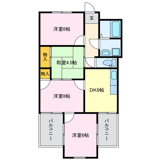 西尾市西幡豆町のマンションの間取り