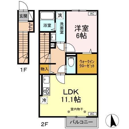 山形市南二番町のアパートの間取り