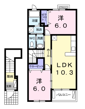 【名古屋市天白区平針南のアパートの間取り】