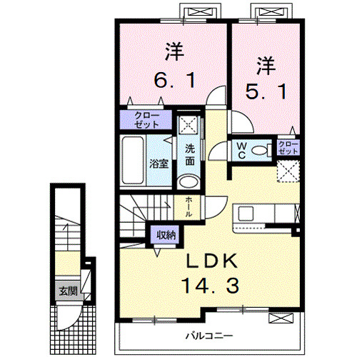 足柄上郡開成町吉田島のアパートの間取り