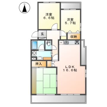 名古屋市瑞穂区密柑山町のマンションの間取り