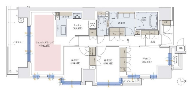 大阪市天王寺区小宮町のマンションの間取り