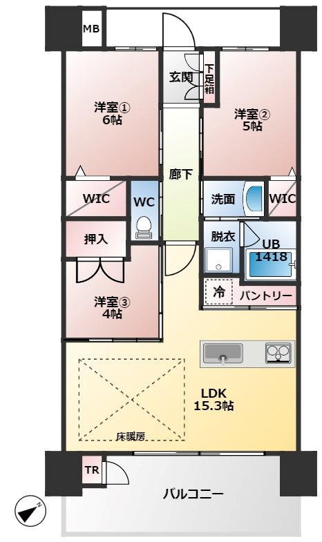 北九州市門司区大里本町のマンションの間取り