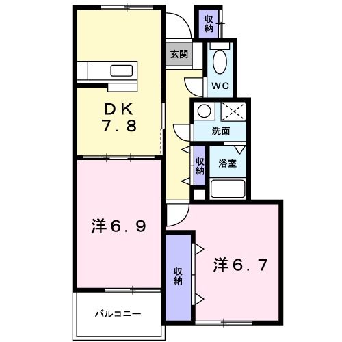 舞鶴市田中町のアパートの間取り