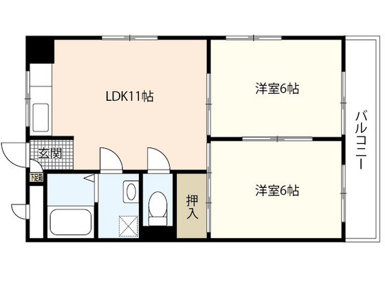 岡山市中区桜橋のマンションの間取り