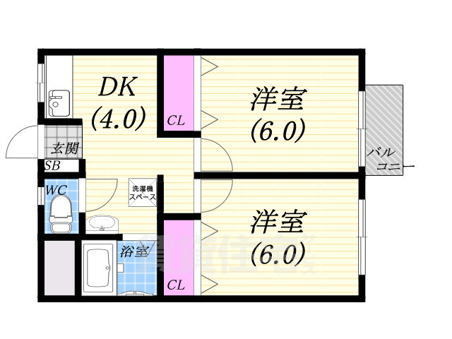 西宮市大谷町のアパートの間取り