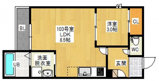 安芸郡海田町新町のアパートの間取り