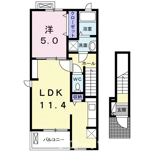 【坂出市築港町のアパートの間取り】