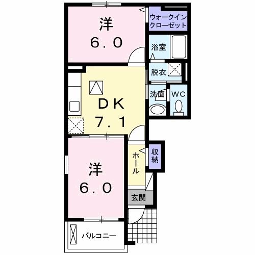 行橋市大字中津熊のアパートの間取り