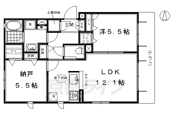 京都市南区唐橋西寺町のアパートの間取り