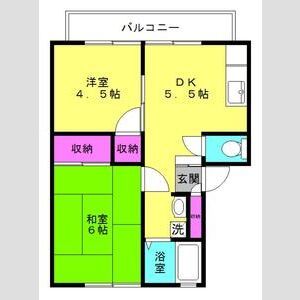 加古川市野口町北野のアパートの間取り