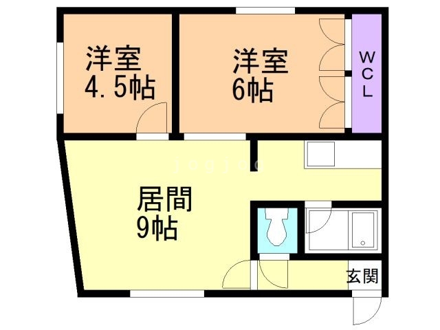 札幌市西区西野二条のアパートの間取り