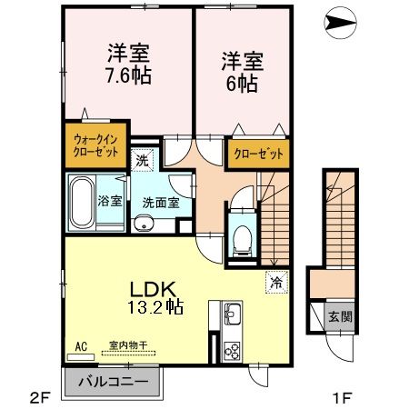 松山市清水町のアパートの間取り