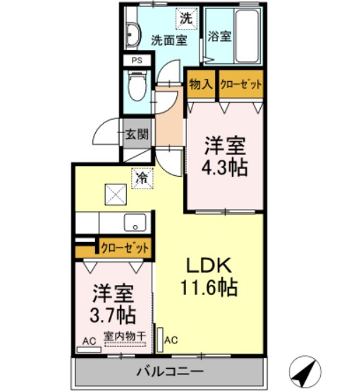 ルクプルA棟の間取り