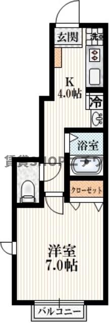 新宿区西早稲田のアパートの間取り