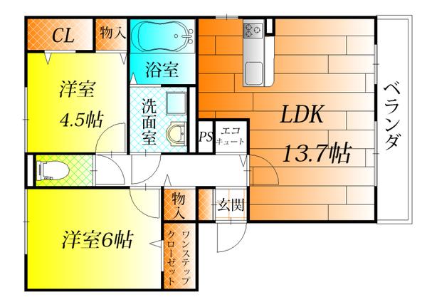 羽曳野市古市のアパートの間取り