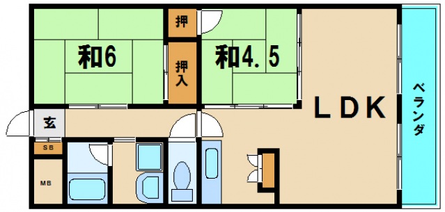 大阪市東住吉区鷹合のマンションの間取り