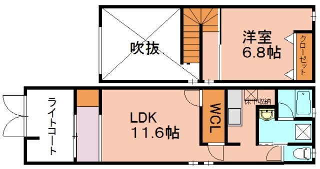 福岡市中央区笹丘のアパートの間取り