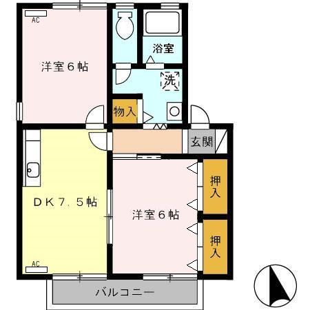 浜松市浜名区中条のアパートの間取り