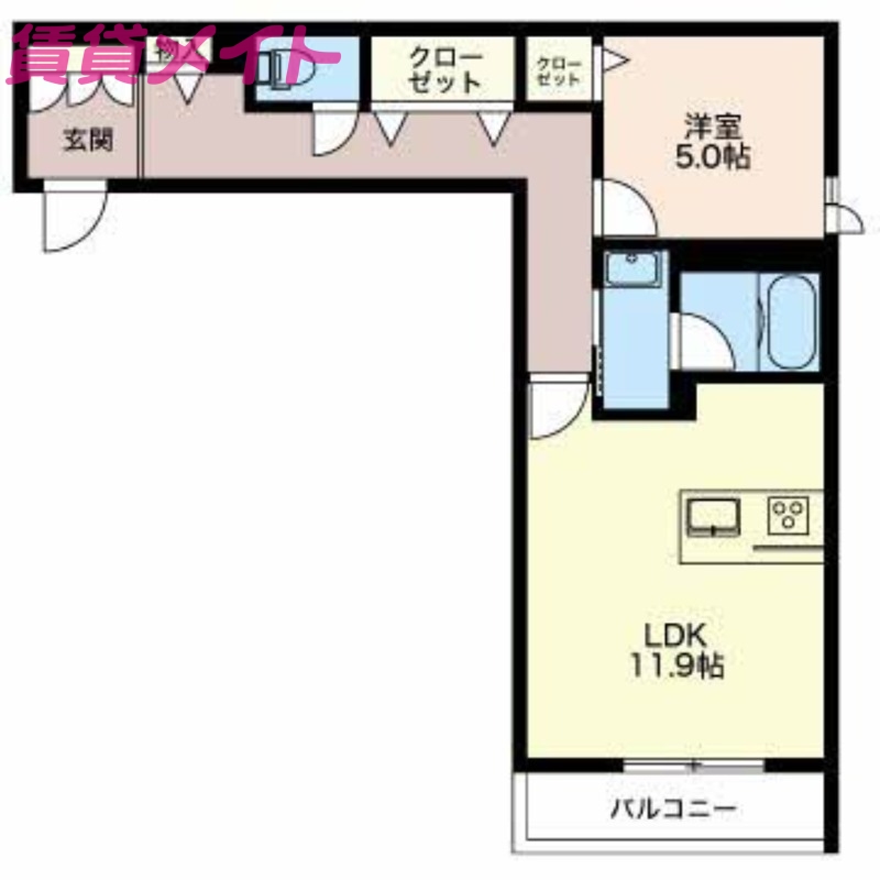 四日市市本郷町のマンションの間取り