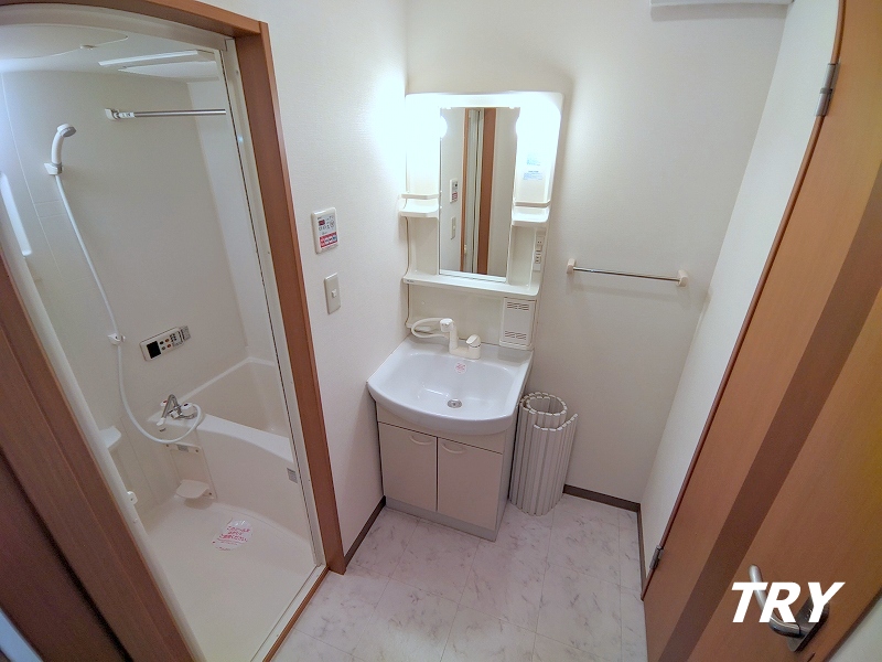 洗面設備　シャンプードレッサー、脱衣スペースも十分です。